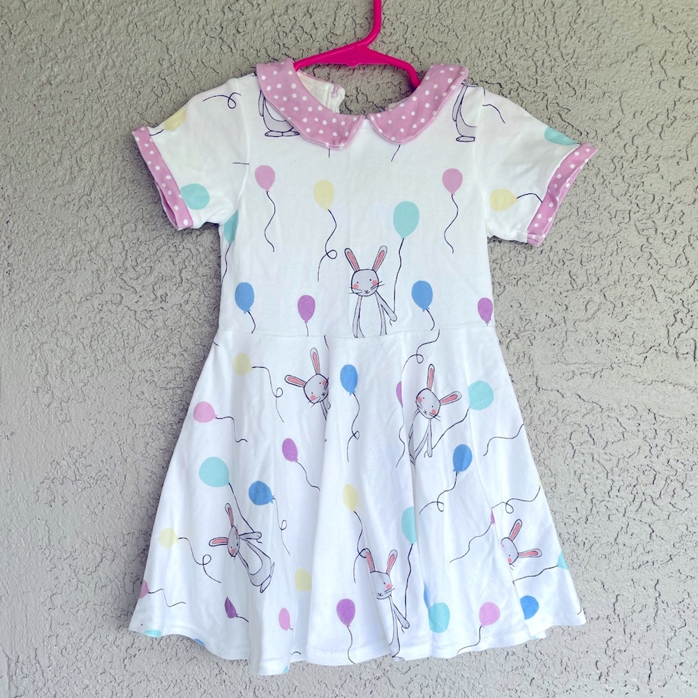EUC Boutique Brand Bunny & Balloons Dress 6-12m